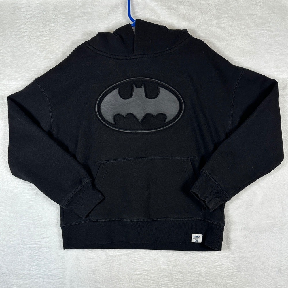 Gap Batman Hoodie Kids Size M (8) Black DC Comics Logo Sweatshirt